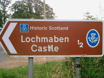 Lochmaben Castle road sign