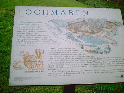 Lochmaben Castle sign at castle